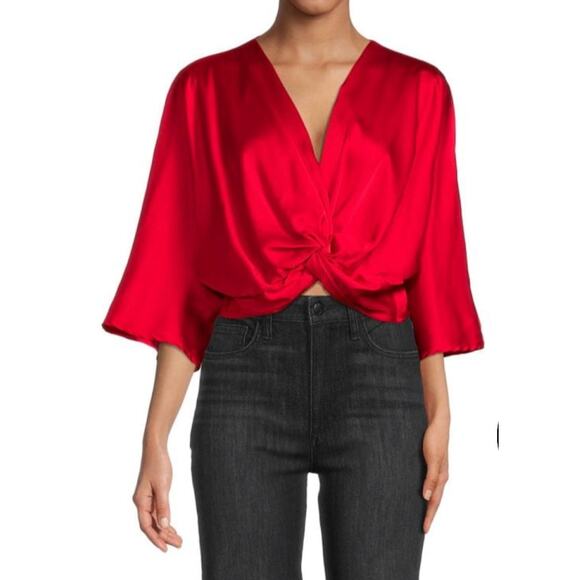 Renee C Twist Satin Cropped Blouse Size Medium NWT - Picture 9 of 9